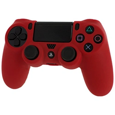Image of ZedLabz soft silicone skin grip protective cover for Sony PS4 controller rubber bumper case with ribbed handle [Playstation 4] red