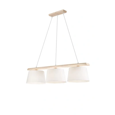 Image of Aida Bar Pendant Ceiling Light With Fabric Shade Old White, 3x E27