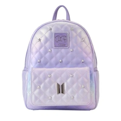 Image of Loungefly BTS Logo Iridescent Purple Mini Backpack