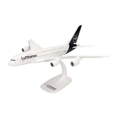 Image of herpa 612319 Airbus A380, Lufthansa Double Decker, Wings, Model Aeroplane with Stand, Making, Miniature Models, Collectible, Plastic, Snap Fit Scale 1:250 multicoloured