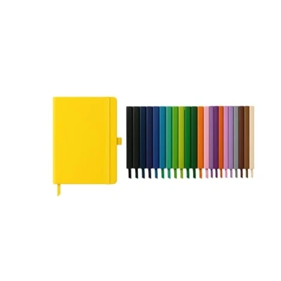 Image of Top Sale A5 Soft Cover 160 Pages (80 Sheets) Lined Notebook with Elastic Closure Band, Pen Holder and Matching Ribbon Marker (Yellow)