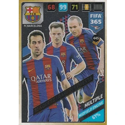 Image of Panini Adrenalyn 2018 FIFA 365 445. Busquets Rakitiò Iniesta (FC Barcelona)