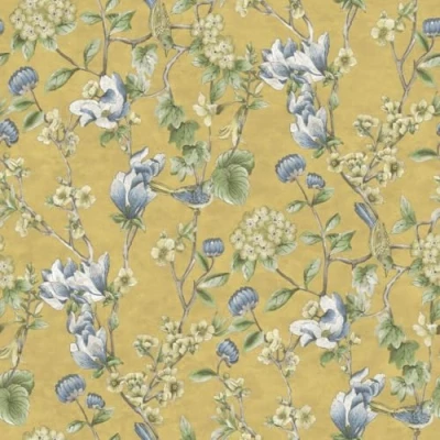 Image of Holden Decor Floral Bird Trail Ochre Wallpaper 13601