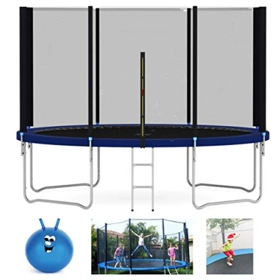 Image of Heavy Duty 6FT 8FT 10FT 12FT 14FT Outdoor Trampoline with Enclosure Net for Kids Spring Cover Ladder FREE Space Hopper (12ft)