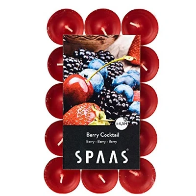 Image of Spaas 30 Scented Tealights in Flatpack, 4.5 Hours, Berry Cocktail,Wine Red