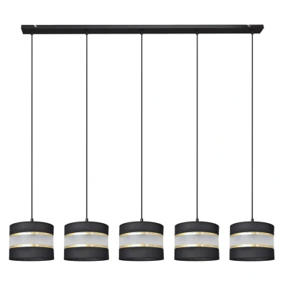 Image of Helen Straight Bar Pendant Ceiling Light Black, Gold 115cm