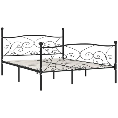 Image of vidaXL Bed Frame without Mattress with Slatted Base Black Metal 200x200 cm