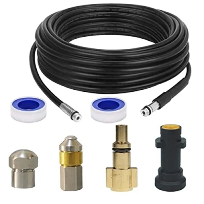 Image of Aim Tools High Pressure Washer Drain Pipe Hose Cleaning Kit 15M 50FT with Jet Nozzle and Rotating Compatible Karcher K2 K3 K4 K5 K6 K7 Series LAVOR Household