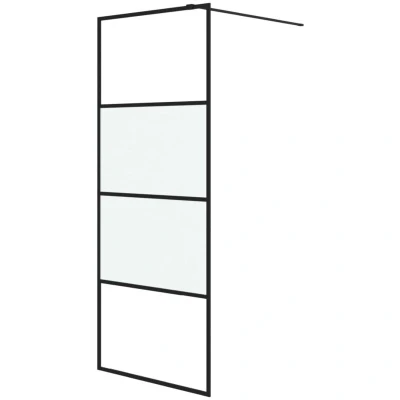 Image of vidaXL Walk in Shower Wall Black 80x195 cm Half Frosted ESG Glass