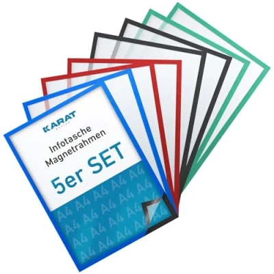 Image of KARAT Magnetic Frame for Children&#039;s Drawings, A4, Set of 5, Blue, Lightweight, UV Resistant, Waterproof