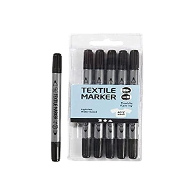 Image of Creativ 100263 Company 6 Piece Fabric Markers, Black