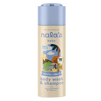 Image of Nala&#039;s Baby Body Wash &amp; Shampoo Vanilla Cloud Allergen Free Sweet Fragrance 99% Natural Dermatologically tested and Paediatrician approved Tear Vegan 200ml Nalas