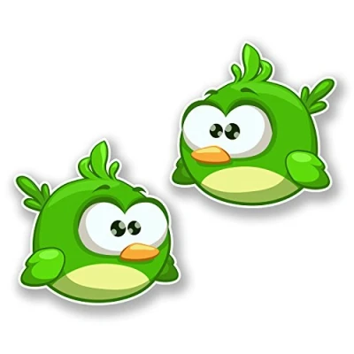 Image of 2 x 10cm Green Cartoon Bird Vinyl Sticker Decal Angry Helmet Car Bike #6427 (10cm 10cm)