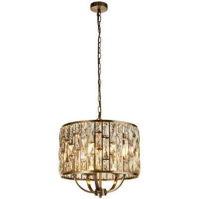 Image of Bijou 5 Light Pendant Antique Brass, Champagne Glass