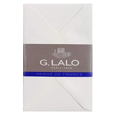 Image of Clairefontaine Ref 24400L G.Lalo Gummed Lined Envelopes (Pack of 20) 9 x 14cm in Size, PEFC Certified, White Linings for Confidentiality French Laid Paper