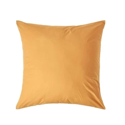 Image of HOMESCAPES Mustard Yellow Pure Egyptian Cotton Euro Size Pillowcase 80 x cm 200 TC 400 Thread Count Percale Equivalent Large Square Pillow Case with Zip