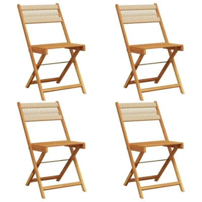 Image of vidaXL Folding Garden Chairs 4 pcs Beige Solid Wood Acacia
