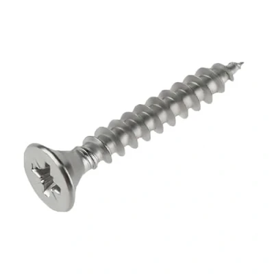 Image of Pozi Wood Screw Countersunk Satin Chrome 5.0x30mm Pack of 100