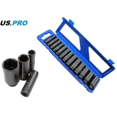 Image of US PRO 13PC 1/2&quot; DR 6PT DEEP Impact SOCKETS SAE
