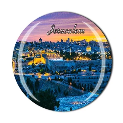 Image of 3D Jerusalem Israel Refrigerator Fridge Magnet Crystal Glass Tourist Travel Souvenir Collection Gift Magnetic Sticker Home Kitchen Decoration
