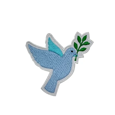Image of Peace Bird Patch, Dove Patch Humourous quotes patch,Embroidered Iron on Sew Badge for Clothes etc 8x7cm