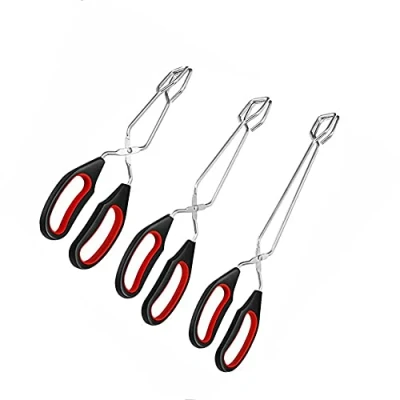 Image of Alnicov Scissor Tongs,3 Pieces Stainless Steel Kitchen Barbecue Tong with Silicone Handle,Barbecue Grilling Tongs Cooking Baking Bread Food Tongs,9/11/13 Inch
