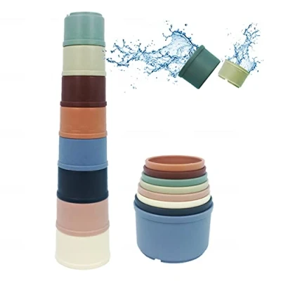 Image of Adalex Global Baby Stacking Cups Plastic Toddler Bath Toys Stack Cup Toy Activity Nesting Set (Multicolour # 03)