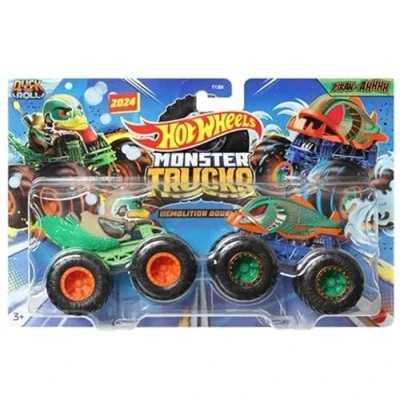 Image of Hot Wheels Monster Trucks Demolition Doubles New for 2024 Duck N&#039; Roll vs Piran Ahhhh