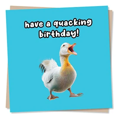 Image of Funny Duck Have a Quacking Birthday Happy Humour Card for Family and Friends Fun Greetings Wish Men, Women Made in UK