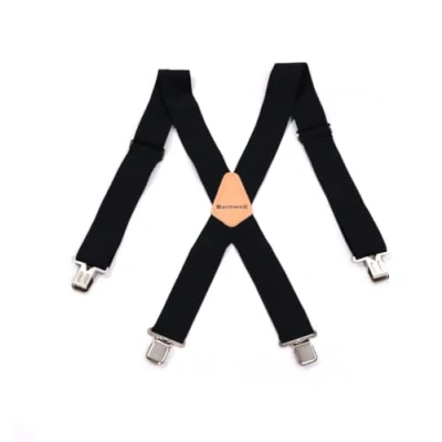 Image of Barnwell Black Trouser Braces Suspenders Heavy Duty Metal Clips 50mm Wide Adjustable Elastic Work