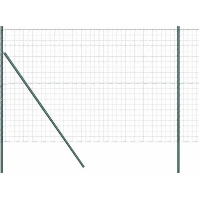Image of vidaXL Euro Fence with 7 Posts 1.5x10 m Galvanised Steel Green