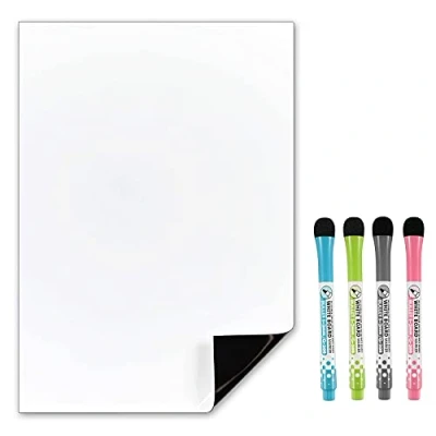 Image of TMS A4 Magnetic Whiteboard for Fridge Kitchen White Board with Dry Wipe Pens Memos, Notes or Reminders use as Notice Board, Weekly Meal Planner to Do List