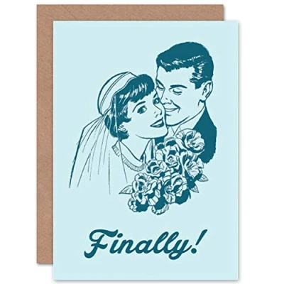 Image of Wee Blue Coo WEDDING CELEBRATION HAPPY COUPLE BRIDE GROOM FINALLY ART GREETING CARD