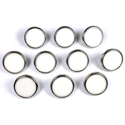 Image of Dress Shirt Round Enamelled Buttons 10mm Wide Pack of 10 (Silver with White)