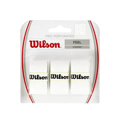Image of Wilson Overgrip, Pro Overgrip Perforated, Unisex, White, Pack of 3, WRZ4005WH