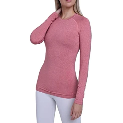 Image of TCA Womens Thermal Tops Long Sleeve Compression Shirt Base Layer Women Sports Running Gym Skiing Top Dusty Rose, M
