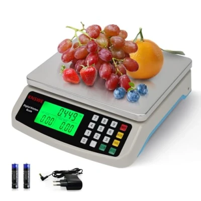 Image of KNSWE Large Digital Kitchen Scale 40KG Electronic Food Stainless Steel for Meal Prep Baking Bread Cooking Deli Tare Function Accurate Counting parts and coins with LCD display