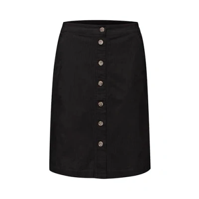 Image of Part Two Women&#039;s Skirt Knee Length Button Fastening Elastic Waist Corduroy, Black, 18
