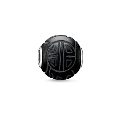 Image of Thomas Sabo Men Bead Shanghai Obsidian matt black Karma Beads 925 Sterling Silver K0055 023 11
