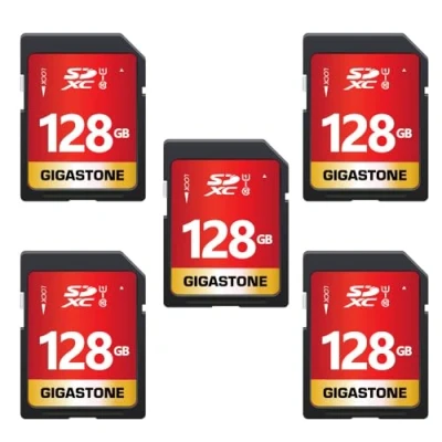 Image of Gigastone 128GB SDXC Memory Card 5 Pack UHS I U1 Class 10 Up to 80MB/s for Canon Sony Nikon Olympus PC Digital Cameras