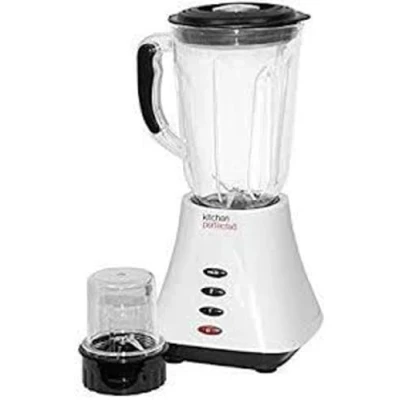 Image of KitchenPerfected 500w 1.5Ltr Table Blender with Mill 2 Speed Settings Pulse Setting 35ml Measuring Cup Separate Grinder Attachment Plastic Jug Ivory White E5012WI