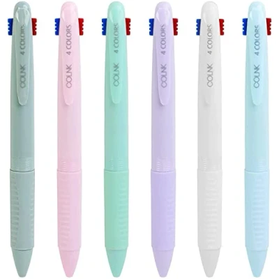 Image of COLNK 4 Colours Retractable Ballpoint Pens 0.5,4 in 1 Multicolor Fine Point,Every Day Writing with Extra Comfort Grip,Pack of 6