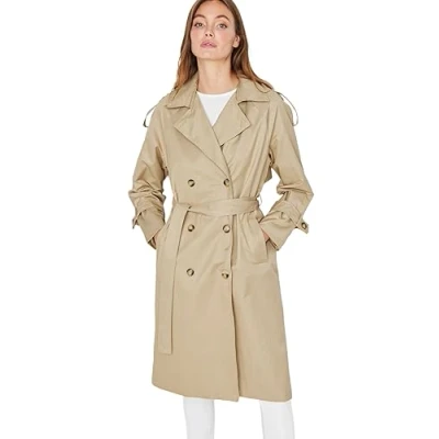 Image of Trendyol Women Regular fit Double breasted Lapel collar Woven Trench Coat