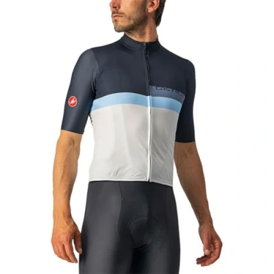 Image of CASTELLI 4522017 414 A Block Jersey Men&#039;s T Shirt Savile Blue/China Blue Light Ivory S