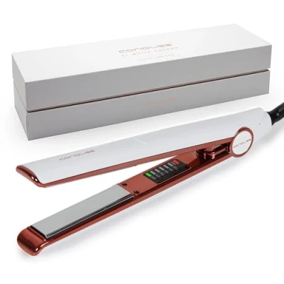 Image of Corioliss C1 Hair Straightener for Women Professional Titanium Plates Ionic Flat Iron Temperature Control 120C to 235C Straightening and Waves UK Plug White Copper