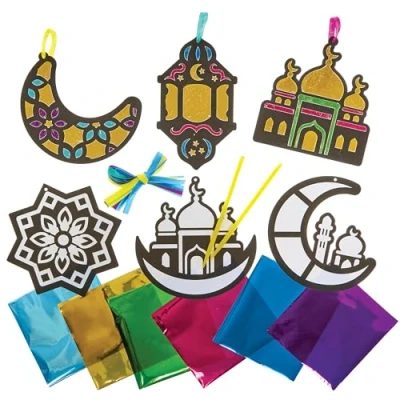 Image of Baker Ross FN364 Ramadan Foil Art Decorations Pack of 8, Arts and Crafts for Kids