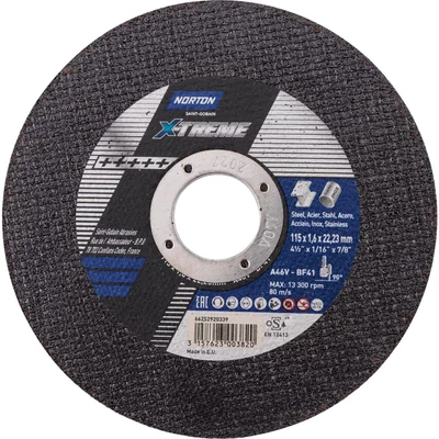 Image of Norton Saint Gobain 115x1.6x22.23mm Nor Xtreme Cutting Disc A46V Type 41