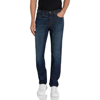 Image of Amazon Essentials Men&#039;s Comfort Stretch Straight Slim Fit Jean (Previously Goodthreads), Dark Blue Vintage, 33W / 34L