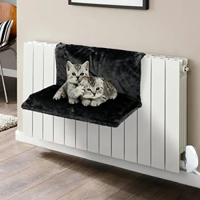 Image of Vinsani® Soft Luxurious Pet Radiator Bed for Cat Kitten Puppy Dogs with Machine Washable Fleece Lined Cover Warm Cosy Hammock Style Black