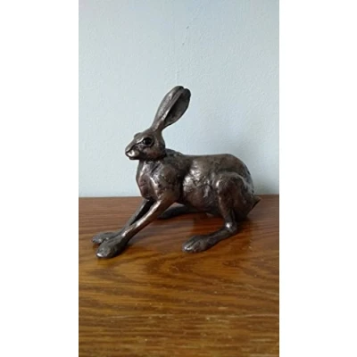 Image of Frith Sculpture CROUCHING HARE by Paul Jenkins in cold cast bronze SA005